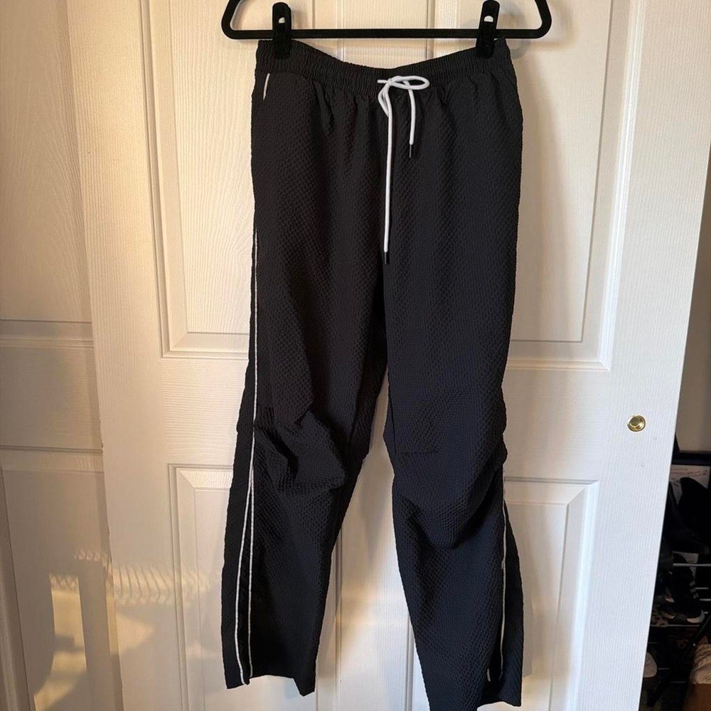 Black and white track pants